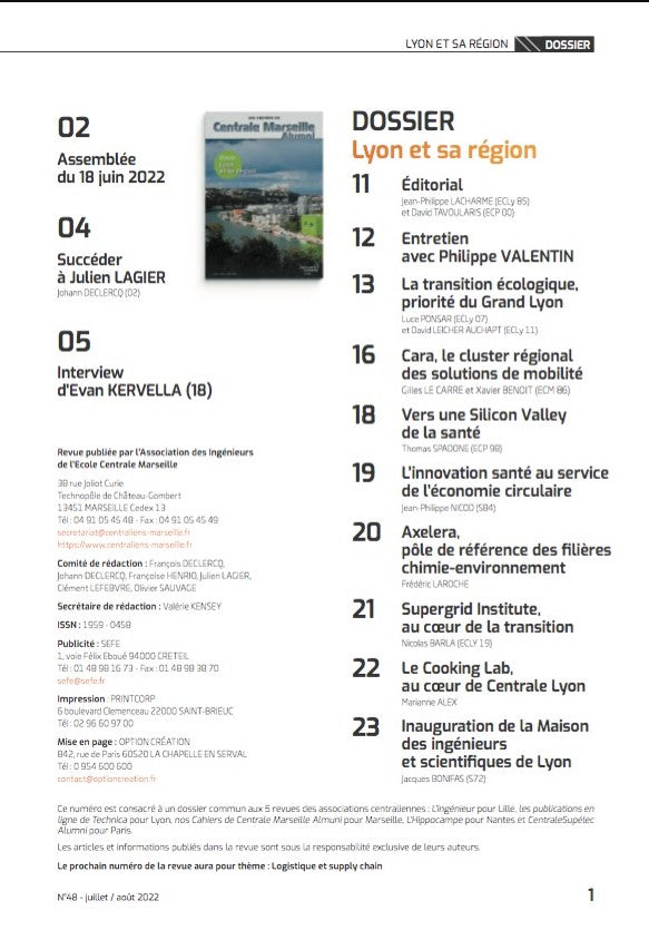 Revue n°48 Centrale Marseille Alumni "Lyon et sa région" - juillet/août 2022
