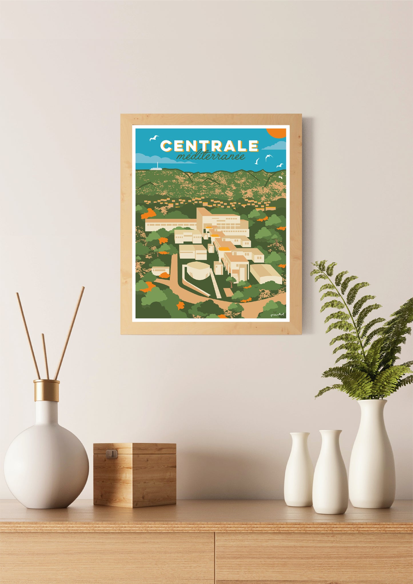 Affiche Centrale Méditerranée by Les Affiches Pastel