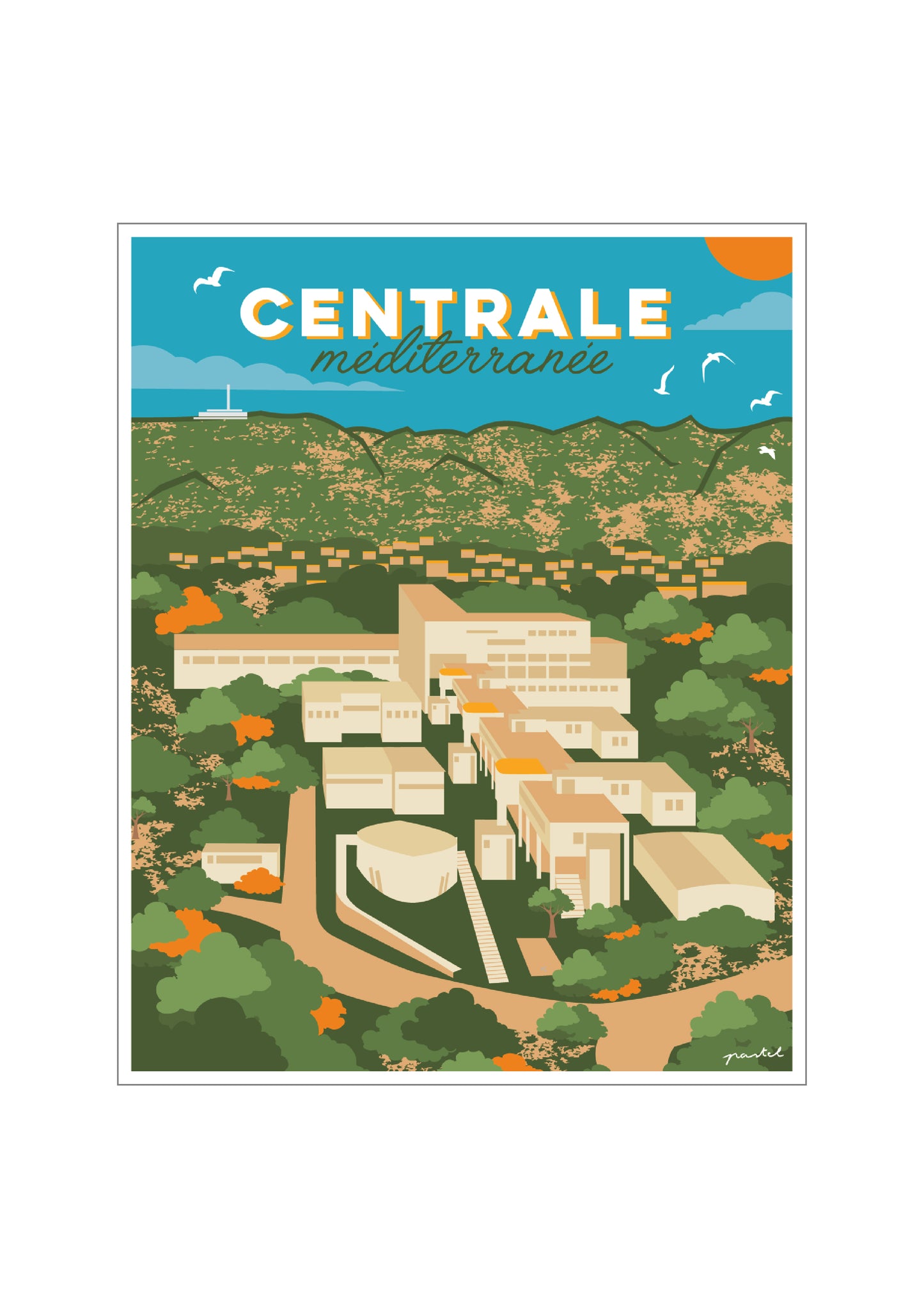 Affiche Centrale Méditerranée by Les Affiches Pastel