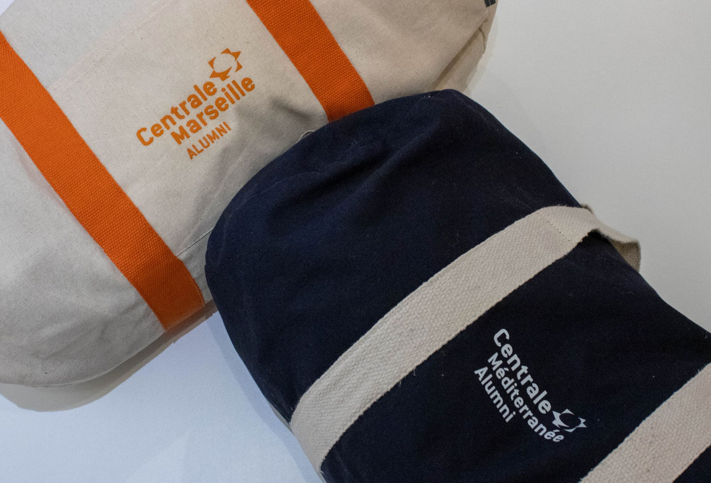 Sac polochon orange et blanc