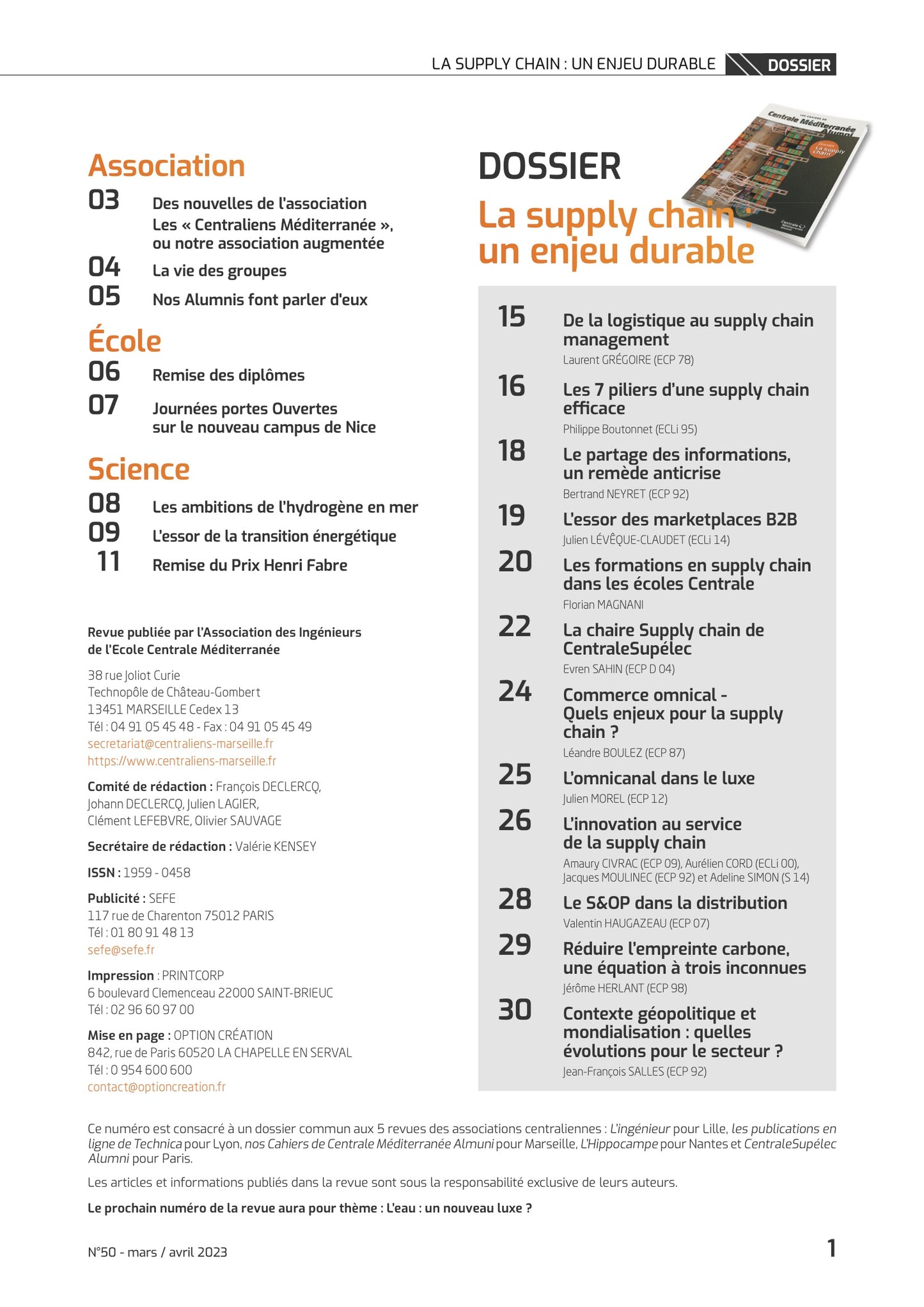 Revue n°50 Centrale Méditerranée Alumni " La supply chain" - mars/avril 2003